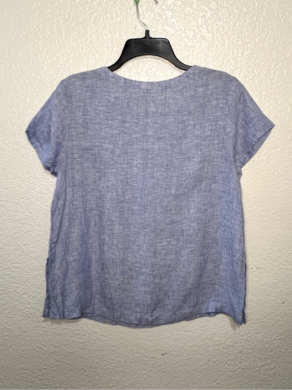 Cynthia Rowley Linen Short Sleeve Button Side Top Blue Casual Summer Blouse S - Picture 3 of 8